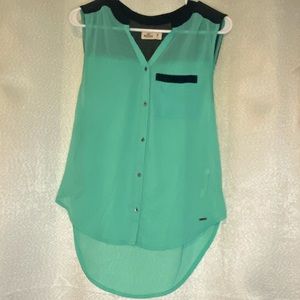 Hollister sheer black and blue blouse size Medium